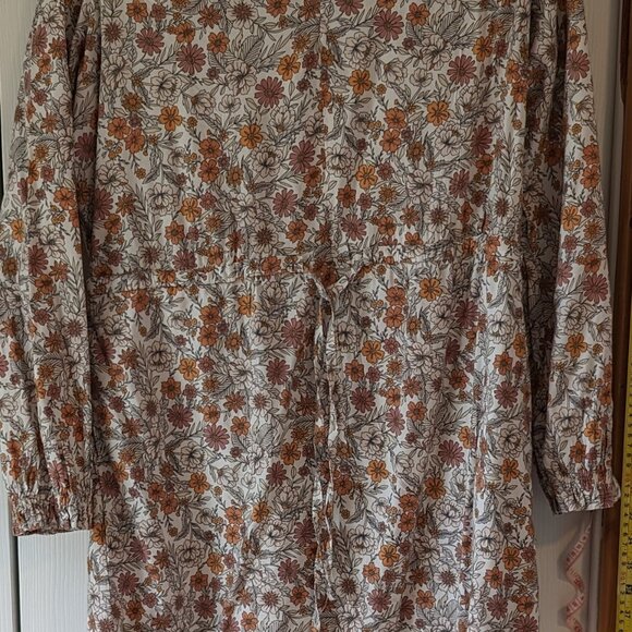 Orange floral midi dress XL - Picture 4 of 10